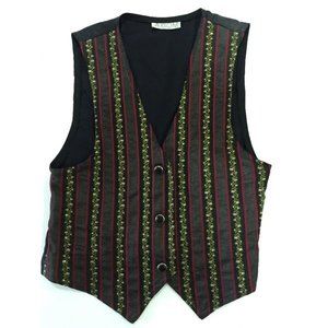 Women's Black,Pink, Red Sleeveless Button Down Vest Size 6